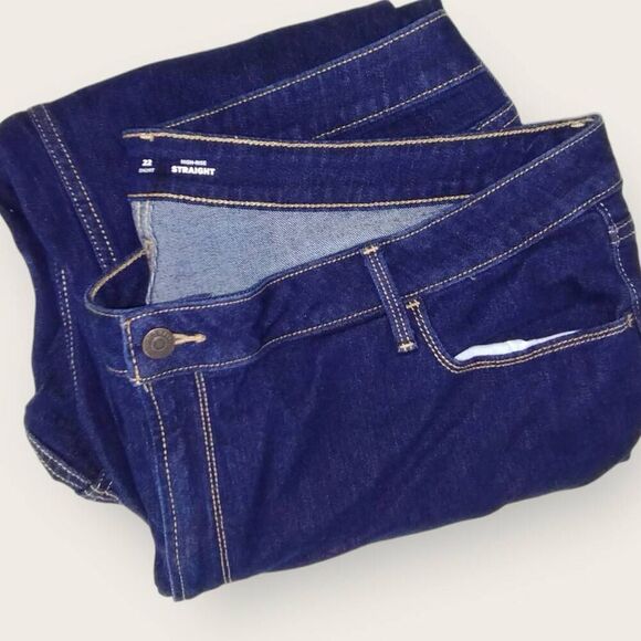 Old‎ Navy Womens Jeans Sz 22 Short High Rise Straight Stretch Streetwear Preppy - Picture 2 of 9